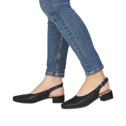 Buty damskie Rieker 47066-00 czarne skóra naturalna perforowana