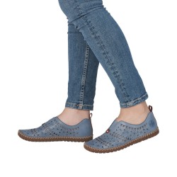 Rieker M2852-12 niebieskie buty damskie skóra naturalna
