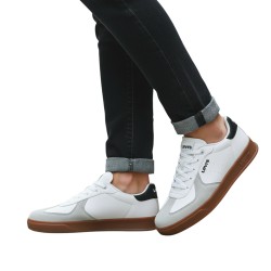 Buty młodzieżowe unisex Levis VGAB0011S białe ecru z czarnymi detalami widok z boku