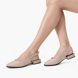 Beżowe baleriny slingback Marco Tozzi 2-29408-42 skóra naturalna odkryta pięta