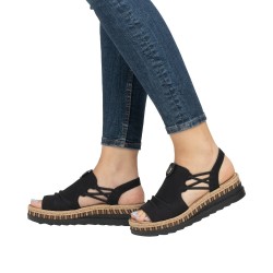 Rieker V7972-00 czarne sandały damskie wsuwane ANTISTRESS