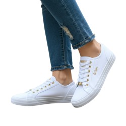 Półtrampki damskie Lee Cooper białe ze złotymi detalami para