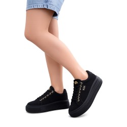Półtrampki damskie Lee Cooper czarne ze złotymi dodatkami para