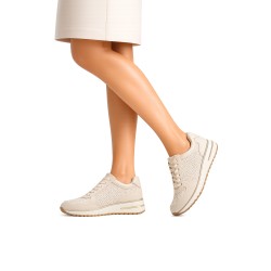 Sneakersy damskie Marco Tozzi 2-23731-46 403 beżowe perforowane skóra