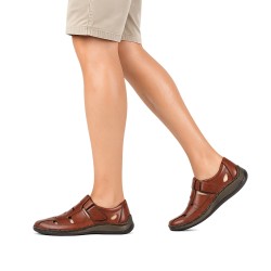 sandały męskie Rieker 05284-24 skórzane brązowe na rzep