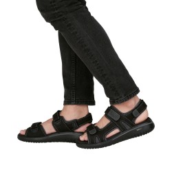 sandały męskie Rieker 26450-00 czarne skórzane trzy rzepy