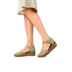 sandały damskie RIXA 58C2935 zielone skóra naturalna