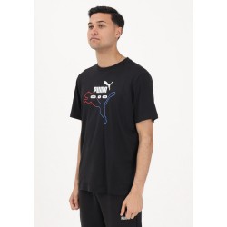 Czarna koszulka męska Puma z kolorowym logo z przodu