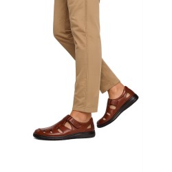 Męskie buty letnie TAPI I-7601 brązowe ze skóry naturalnej licowej